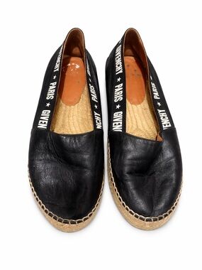 Givenchy Black Leather Espadrille Slip-Ons with Branded Elastic